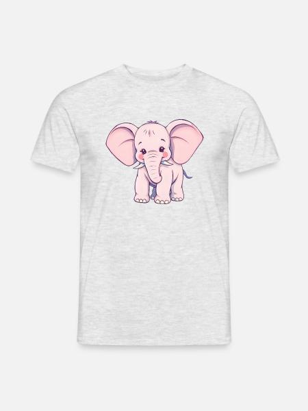 Verspielter rosa Elefant mit blauem Schwanz - Männer T-Shirt - Grau meliert