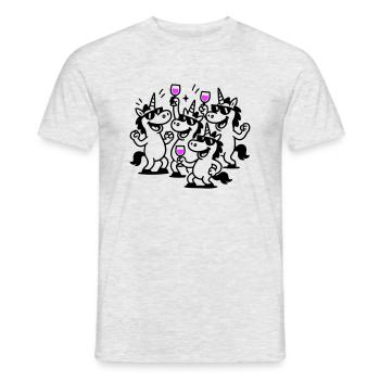 Einhorn Team Lustig Party - Männer T-Shirt - Grau meliert - Vorne - AI Model Male 178 dark (178cm)