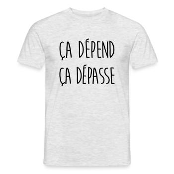 Ca dépend ça dépasse - T-shirt homme - gris chiné - Devant - AI Model Male 178 dark (178cm)