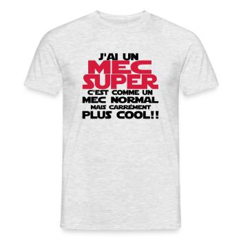 j'ai un mec super - T-shirt homme - gris chiné - Devant - AI Model Male 178 dark (178cm)