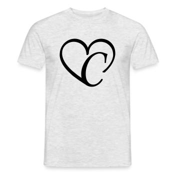 Lettre coeur c - T-shirt homme - gris chiné - Devant - AI Model Male 178 dark (178cm)