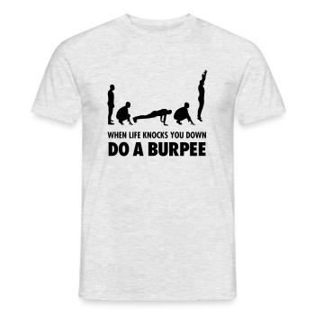 When Life Knocks You Down - Do A Burpee - Men's T-Shirt - heather grey - Front - AI Model Male 178 dark (178cm)