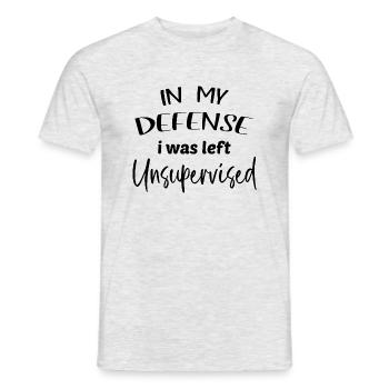 in my defense i was left unsupervised - Männer T-Shirt - Grau meliert - Vorne - AI Model Male 178 dark (178cm)