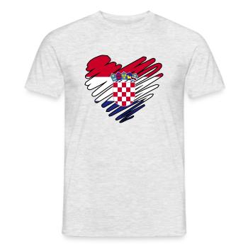 Croatia heart by The Manzanita's - Men's T-Shirt - heather grey - Front - AI Model Male 178 dark (178cm)