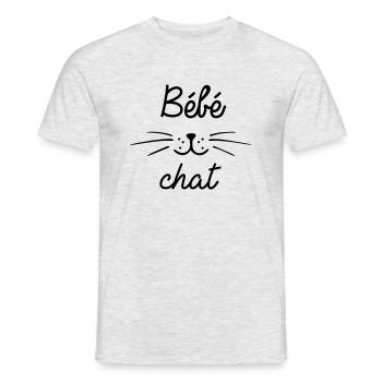 Bébé chat - T-shirt homme - gris chiné - Devant - AI Model Male 178 dark (178cm)