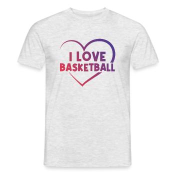 I love basketball heart - Men's T-Shirt - heather grey - Front - AI Model Male 178 dark (178cm)