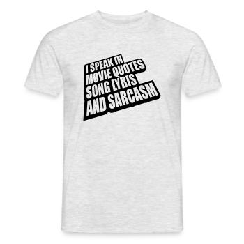 speak lyrics and sarcasm - Men's T-Shirt - heather grey - Front - AI Model Male 178 dark (178cm)