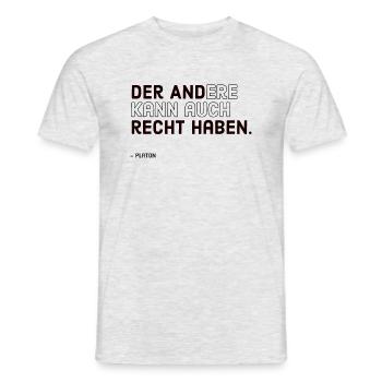 Der andere kann auch recht haben - Zitat Platon - Männer T-Shirt - Grau meliert - Vorne - AI Model Male 178 dark (178cm)