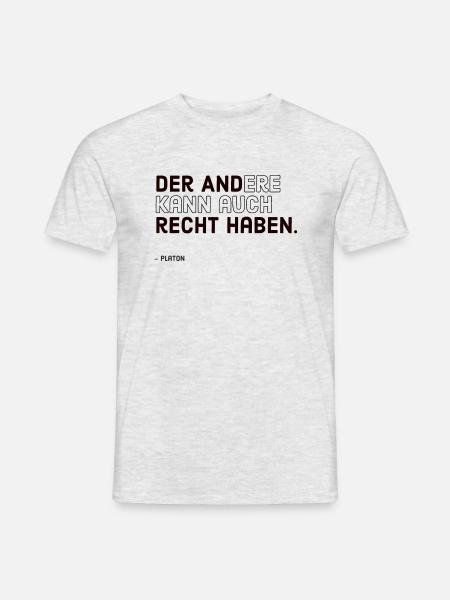 Der andere kann auch recht haben - Zitat Platon - Männer T-Shirt - Grau meliert
