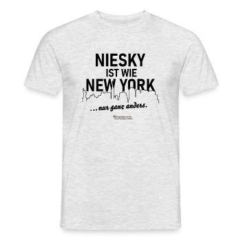 Niesky ist wie New York - Männer T-Shirt - Grau meliert - Vorne - AI Model Male 178 dark (178cm)