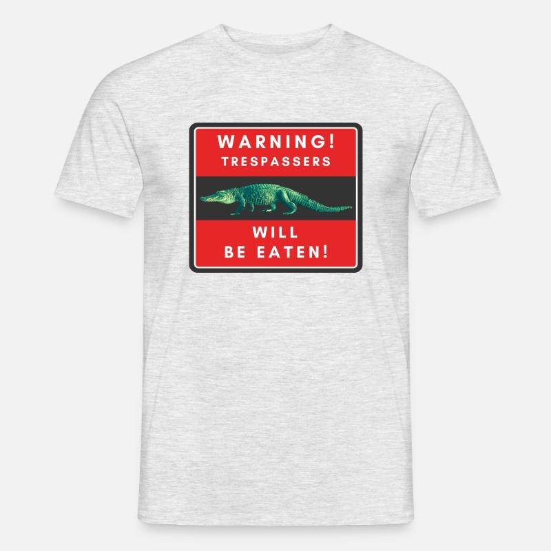 Warnung Eindringlinge werden gegessen - Männer T-Shirt - Grau meliert