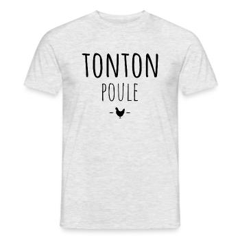 tonton poule/ t-shirt humour tonton - T-shirt homme - gris chiné - Devant - AI Model Male 178 dark (178cm)