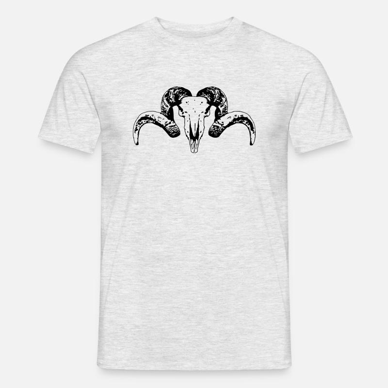 Ziege Schwarzer Schädel 5 - Männer T-Shirt - Grau meliert