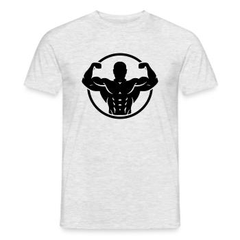 Logo de culturisme - T-shirt homme - gris chiné - Devant - AI Model Male 178 dark (178cm)
