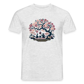Cherry Blossom Inspired by Chinese Art - Men's T-Shirt - heather grey - Front - AI Model Male 178 dark (178cm)