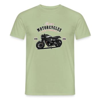 Modern Classic // Custom // Motorcycle - Men's T-Shirt - sage - Front - AI Model Male 178 light (178cm)