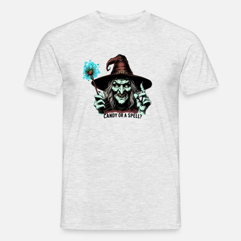 Süßigkeiten oder ein Zauber ?? - Männer T-Shirt - Grau meliert