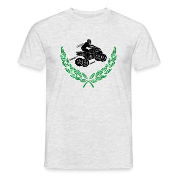 VTT Quad vert blanc couronne de laurier - T-shirt homme - gris chiné - Devant - AI Model Male 178 dark (178cm)