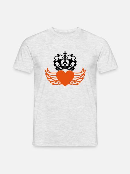 crown heart love wing - Men's T-Shirt - heather grey