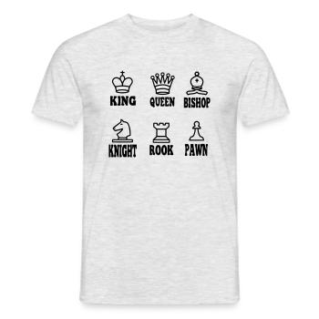 Schachfiguren auf Weiß - Männer T-Shirt - Grau meliert - Vorne - AI Model Male 178 dark (178cm)