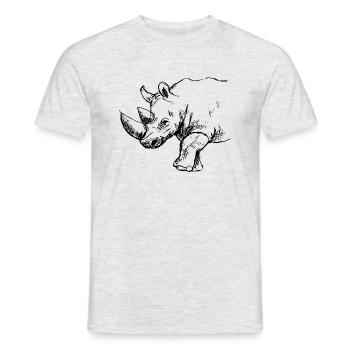 rhino ink illustration - Men's T-Shirt - heather grey - Front - AI Model Male 178 dark (178cm)