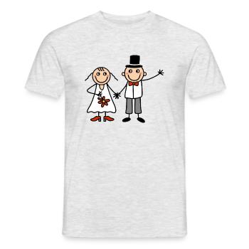 Couple marié - mariés mariés - T-shirt homme - gris chiné - Devant - AI Model Male 178 dark (178cm)