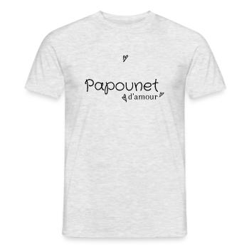 Papounet d’amour - T-shirt homme - gris chiné - Devant - AI Model Male 178 dark (178cm)
