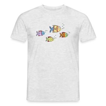 colorful fish water sea graffiti children's drawing - Men's T-Shirt - heather grey - Front - AI Model Male 178 dark (178cm)