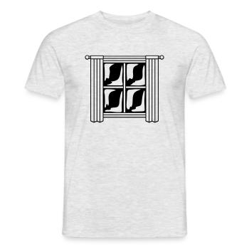 At night window wood curtain - Men's T-Shirt - heather grey - Front - AI Model Male 178 dark (178cm)