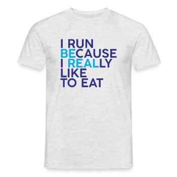 I run because I really like to eat 4 - Men's T-Shirt - heather grey - Front - AI Model Male 178 dark (178cm)