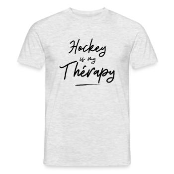 hockey is my therapy - Men's T-Shirt - heather grey - Front - AI Model Male 178 dark (178cm)