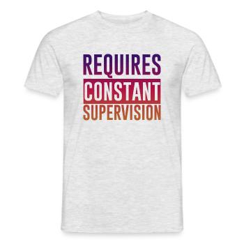 Nécessite une supervision constante 2 - T-shirt homme - gris chiné - Devant - AI Model Male 178 dark (178cm)