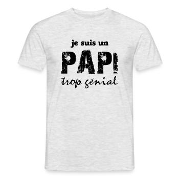 je suis un papi trop génial - T-shirt homme - gris chiné - Devant - AI Model Male 178 dark (178cm)