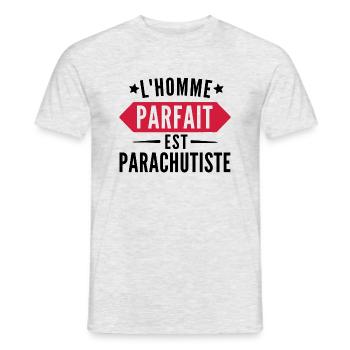 l homme parfait est parachutiste - T-shirt homme - gris chiné - Devant - AI Model Male 178 dark (178cm)