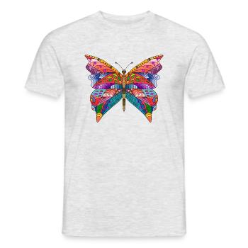 Bunter Schmetterling - Männer T-Shirt - Grau meliert - Vorne - AI Model Male 178 dark (178cm)