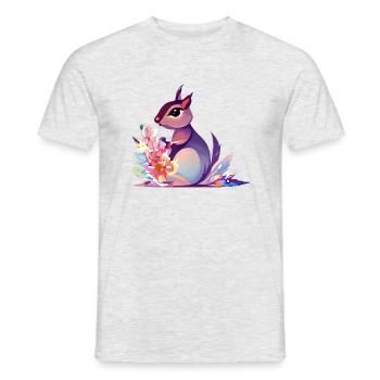 Cute Squirrel Flowers - Men's T-Shirt - heather grey - Front - AI Model Male 178 dark (178cm)
