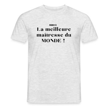 Merci à la meilleure maîtresse du monde ! - Cadeau - T-shirt homme - gris chiné - Devant - AI Model Male 178 dark (178cm)