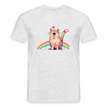 Happy Cat - Men's T-Shirt - heather grey - Front - AI Model Male 178 dark (178cm)