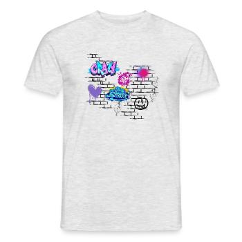 Crazy Street Graffiti auf Ziegelmauer - Männer T-Shirt - Grau meliert - Vorne - AI Model Male 178 dark (178cm)