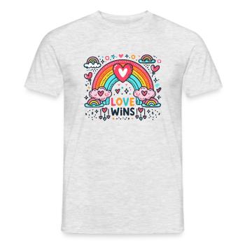 L’amour gagne - Graphique de l’amour arc-en-ciel - T-shirt homme - gris chiné - Devant - AI Model Male 178 dark (178cm)