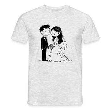 Wedding Couple – Romantic Vector Graphic - Men's T-Shirt - heather grey - Front - AI Model Male 178 dark (178cm)