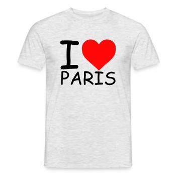 J'aime Paris Libe Paris Amour Paris Coeur Paris - T-shirt homme - gris chiné - Devant - AI Model Male 178 dark (178cm)
