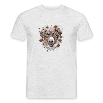 Australian Shepherd dog head in cartoon style - Men's T-Shirt - heather grey - Front - AI Model Male 178 dark (178cm)