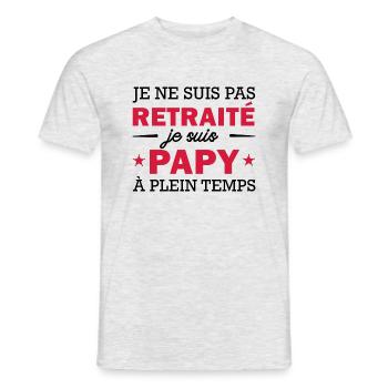 je ne suis pas retraité je suis papy à plein temps - T-shirt homme - gris chiné - Devant - AI Model Male 178 dark (178cm)
