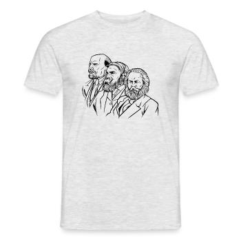 marx engels lenin heads statues communism sickle - Men's T-Shirt - heather grey - Front - AI Model Male 178 dark (178cm)