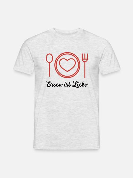 Essen ist Liebe - Männer T-Shirt - Grau meliert