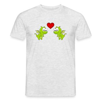 Drache Comic Paar liebe - Männer T-Shirt - Grau meliert - Vorne - AI Model Male 178 dark (178cm)