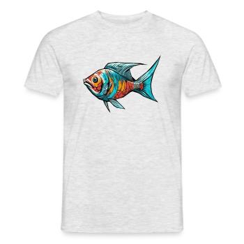 Colorful Graffiti Fish - Men's T-Shirt - heather grey - Front - AI Model Male 178 dark (178cm)
