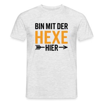 Bin mit der Hexe Funny Halloween - Männer T-Shirt - Grau meliert - Vorne - AI Model Male 178 dark (178cm)