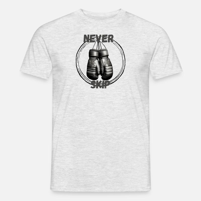 Training, Gym, Boxen, Boxhandschuhe, NEVER SKIP - Männer T-Shirt - Grau meliert